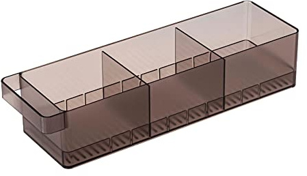 Yamazaki 5763 TOWER kylskåpsförvaring med skiljeväggar, svart, PS harts, minimalistisk design, 11 x 37,5 x 8,2 cm (L x B x H)