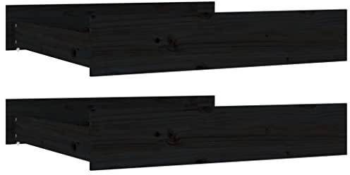 vidaXL 2X Bettschublade Bettkasten Bettschubkasten Schubkasten Unterbettschublade Bettschubladen Schublade Schlafzimmer Schwarz Massivholz Kiefer