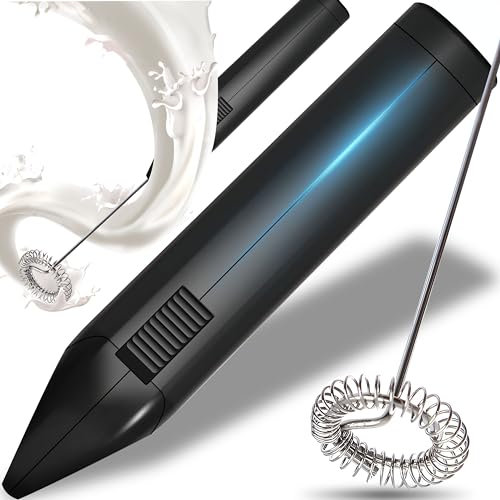 Retoo Milchaufschäumer Mini Elektrisch Stab, Elektrischer Milk Frother für Kaffee Latte und Cappuccino Batteriebetriebener Heiß Schokolade 11500 Schaumbereiter Getränkemixer Kaffeeaufschäumer Schwarz
