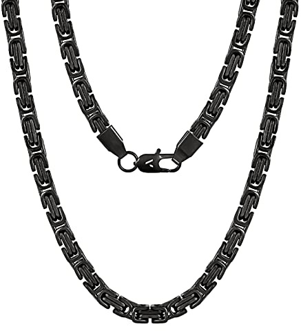 VEXXS Kette Herren 4/6mm, 18K Gold beschichtet Edelstahl Königskette, Byzantinische Goldkette für Herren Damen Mädchen Männer Jungen, Hip Hop Schmuck Geschenk,45-65cm