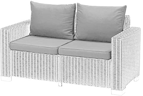 1,2 or 3 Seater Replacement Seat Cushion Pads for Keter Allibert California Rattan Outdoor Furniture | Water Resistant Rattan Patio Set Sofa Cushions Pads (2 Seater, Grey)