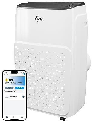 Climatizador móvil SUNTEC Coolfixx 12000 BTU APP - Aire acondicionado móvil y silencioso con control Smart App - Deshumidificador para habitaciones de hasta 60 m2 - Refrigeración y calefacción móvil
