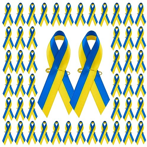 WANDIC Ribbon Pins, Satin Cancer Awareness Ribbon Brooches Women Health Badges for Fundraising Colothing Decor