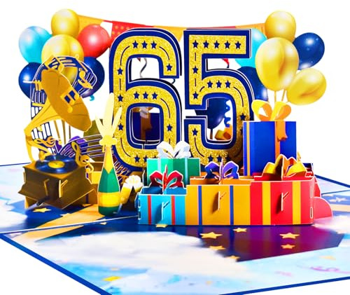 GREETING ART 65. geburtstag karte,pop up karte zum 65. geburtstag, 65. Jubiläumskarte für Männer und Frauen, 65. Geburtstag Grußkarte Mama und Papa Oma und Opa