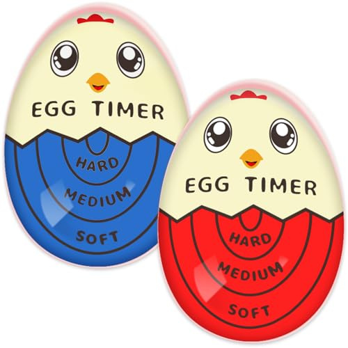 Lasubst Egg Timer That Goes in Water for Boiling Eggs Soft Hard Boiled Egg Timer, 1 Red 1 Blue