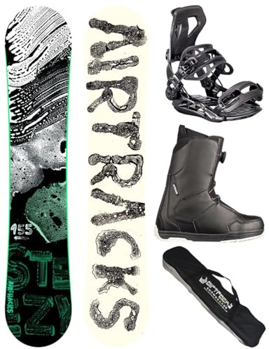 Airtracks Snowboard Set Steezy Wide Hybrid Rocker Twin Tip + Snowboard Bindung Master + Snowboardboots + Sb Bag 145 150 155 160 cm