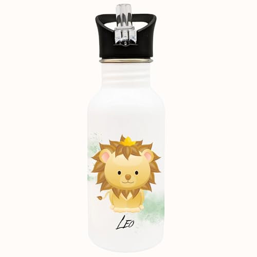 Personalisierte Trinkflasche mit einem coolen Löwen | Thermosflasche für Kinder | Handveredelt von ManufakturZauber