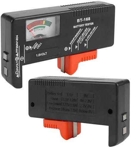 Rierousy Tester Batterie Universale, Tester Batteria Domestiche, Tester Pile, Battery Tester per Controllare lo Stato di Carica Delle Batterie a Bottone AA AAA C D 9V 1,5V, WXX20240305