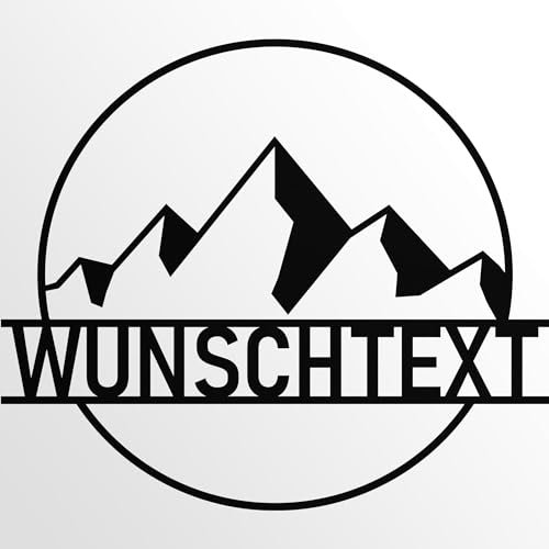 INDIGOS UG - Türschild - Schilder selbst gestalten - Aluverbundplatte - Berge - schwarz - 80 cm - Wunschname - Namensschild - Schild personalisiert - Schild für Familie, Freunde, Geschenk