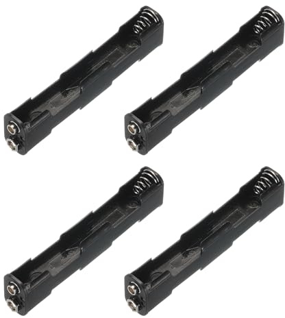 sourcing map Caja de 4 pilas AA, 4 ranuras con interruptor de encendido/apagado con hebilla de 9 V para pilas AA, 4 unidades
