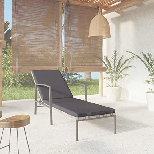 ZEYUAN Sonnenliege mit Auflage Poly Rattan Grau, Gartenliege, Liegestuhl, Sonnenstuhl, Sonneninsel Outdoor, Liegen, Gartenmöbel, Bäderliege, Relaxliege - 317636