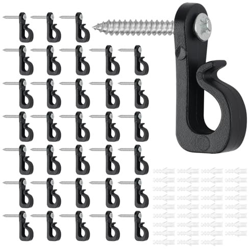 Moosono Q-Hanger 35 Pcs Screw-in Hooks，Fence Hooks for Outdoor Lights, Outdoor Hook, Fence Hanging - Home and Garden Use