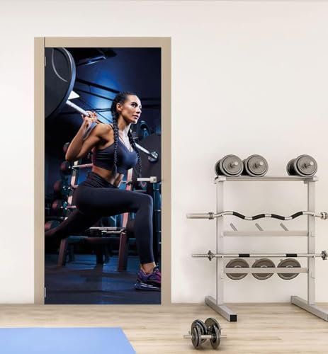Türtapete Selbstklebend 90x200 Weiblich Türaufkleber 3D Türposter Fitness Fototapete Türfolie Türklebefolie Wasserdichte für Türwand Dekoration Tapete a4028