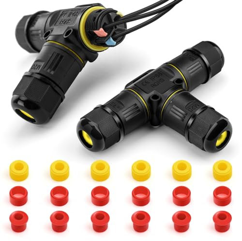 GlasFlength Connettore per cavi impermeabile a 3 poli, 2 pezzi scatola di derivazione impermeabile IP68 cavo di terra connettore impermeabile manicotto di collegamento per cavo di terra, scatola di
