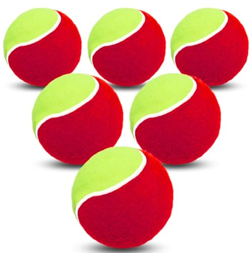 FINGER TEN Kids Tennis Balls Soft Practice Bulk (6 Pack in Red)