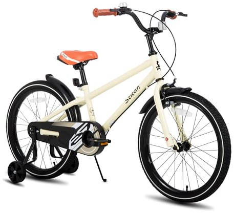 STITCH 18 Zoll Kinderfahrrad für 5-8 Jahre Mädchen & Jungen, 18 Zoll Kinderfahrrad mit Stützrädern, Beige