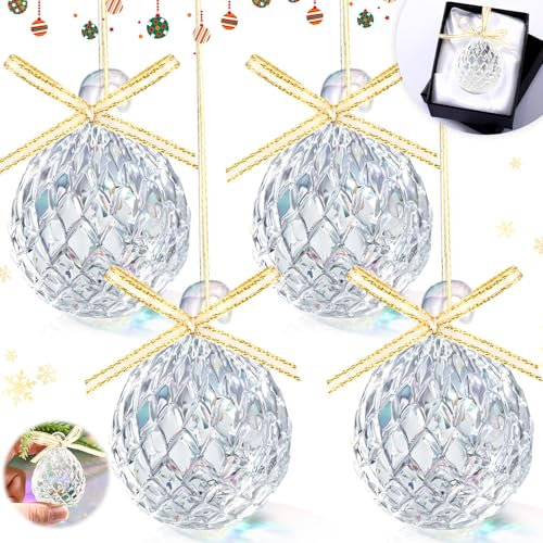 CroBlissful Kristallkugel-Ornamente, Kristall-Prismen-Kugel, transparent, Tannenzapfen, Glas, Weihnachtsschmuck, Mini-Hänge-Fenster-Kristalle für Weihnachten, Zuhause, Fenster, Outdoor, Garten,