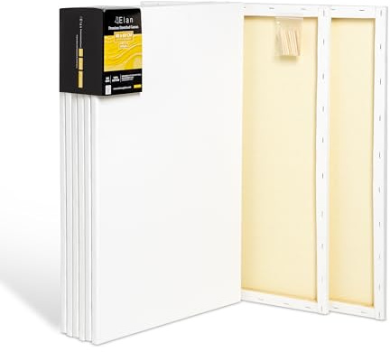 Elan Tela per Dipingere 40x60 380 gr, Set da 6 Tele per Dipingere 40x60, 100% Cotone Tele Pittura, Canvas for Painting 380 GSM, Tela 60x40