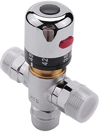 CWHHTVBI 3-Wege-Thermostatmischventil aus massivem Kupfer, 3/4 Zoll, Solarwarmwasserbereiterventil, Regelventil for die Temperaturregelung, 1 Stück