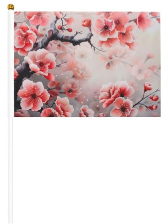 Drapeau japonais miniature imprimé fleurs de cerisier - Fournitures de fête pour défilés de la coupe du monde, festivals, événements drapeaux