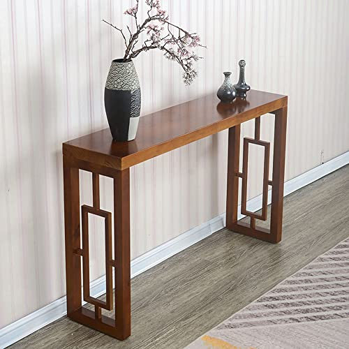 Genérico Consola Rectangular de Madera Maciza, Mesa Auxiliar, Resistente a rayones, para recibidor, Restaurante, Hotel - 120 cm de Largo x 30 cm de Ancho x 75 cm de Alto, Nogal Claro