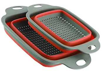 GANAZONO 2pcs Fruit and Vegetable Washing Basket Storage Basket Drain Foldable and Telescopic for Kitchen and Home