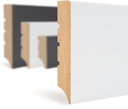 HEXIM Sockelleisten weiß 2000x70x12mm 30 Stück Fußleisten MDF foliert - Bodenleisten Weimarer Profil, Laminatleisten Fußbodenleisten (60 Meter)