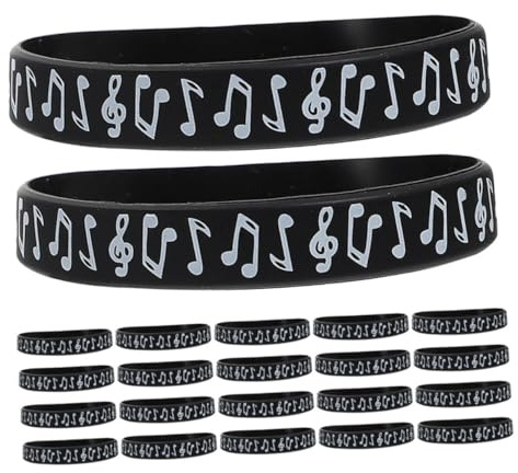 HIAKDOFT 24 pezzi Braccialetti in Silicone con Note Musicali Accessori Fluo per Party Musicali Gadget Bracciali Personalizzati per Eventi Feste e Concerti Regali Motivazionali Colorati