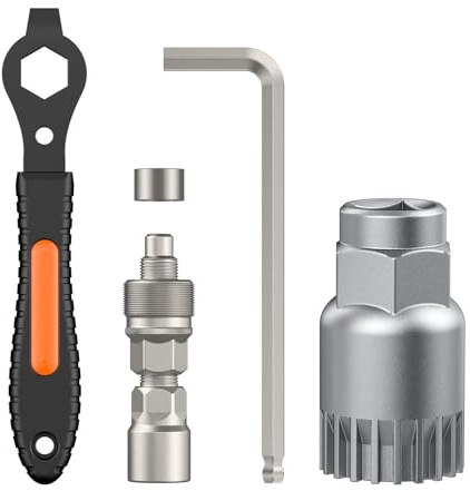 Pawfly Upgraded Bicycle Crank Puller Set, Bike Crank Removal Tool, Bottom Bracket Tool with 20-Tooth Socket, Wrench & Top Cap, Bike Repair Kit for Square Taper Shimano & ISIS Splined Crank Arm
