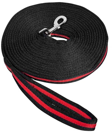AQINGR Horse Training Lunge Line, Black with Red Stripe, Nylon, 26 Foot Length, Training Halter Cord with Alloy Trigger Buckle for Equestrian Training (Black, 8 metres)