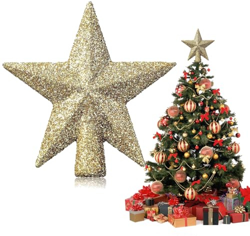 Christmas Tree Topper, Small Christmas Tree Decoration Treetop, Glitter Star Mini Christmas Tree Topper, for Christmas Tree Ornaments, DIY Crafts Holiday Decoration (B)