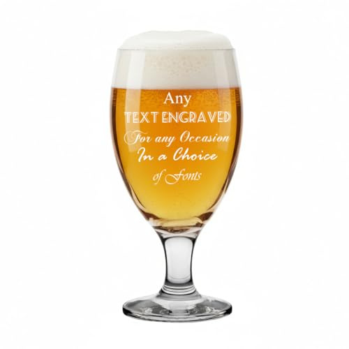 ukgiftstoreonline Personalised Craft Beer Glass, Custom Engraved Text, 19 cm Tall, Gift Box Included