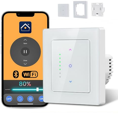 Wlan Rolladenschalter, Rolladenschalter Smart Mit Timer, Jalousien Schalter Mit Steuerbarer, Rücksetzfunktion, App & Sprachsteuerung Kompatibel Mit Alexa Google Home, 600w 10a 2.4ghz, Smart Life Tuya