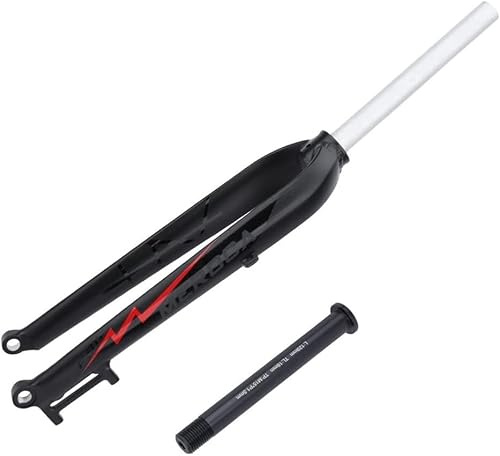 CUCKQUIC Fourche Rigide pour VTT/Vélo de Route en Alliage d'aluminium, axe traversant 100 mm (1-1/8), Filetage 28,6 mm, Tube Droit sans Filetage, Frein à Disque, Fourche Avant VTT ultralégère. C