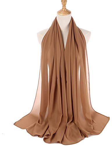 Christliches Kopftuch Katholisch Lang, Turban Damen Fasching Chemo Kopfbedeckung Winter, Frauen Schals Einfarbig Kopftuch Perle Hijab Leichter Mode Haarschal (Brown, One Size)