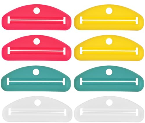 INOOMP Exprimidor Manual de Pasta de Dientes, 8 Unidades, Dispensador Compacto de Plástico Resistente en Colores, para Uso Doméstico y Viaje