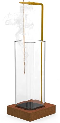 Porta Incenso, Supporto per Bastoncini Di Incenso in Legno, Porta Incenso per Bastoncini con Raccogli Cenere in Vetro Rimovibile, Brucia Incenso per Meditazione, Yoga, Spa, Zen, Decorazione Casa