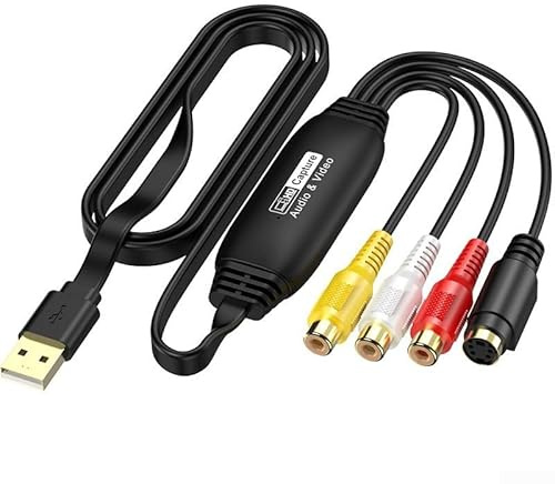 Analog-zu-Digital-Video-Konverter für VHS-Player, Videorekorder und ältere Camcorder mit S-Video-Eingängen, USB-2.0-Schnittstelle (AV-Buchse)