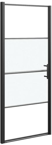 Duschdörr halvmatt härdat glas 81 x 195 cm svart, aluminiumram justerbar, säkerhetsglas duschavskiljare för badrum nisch, stänkskydd, pendeldörr, vikdörr, skjutdörr