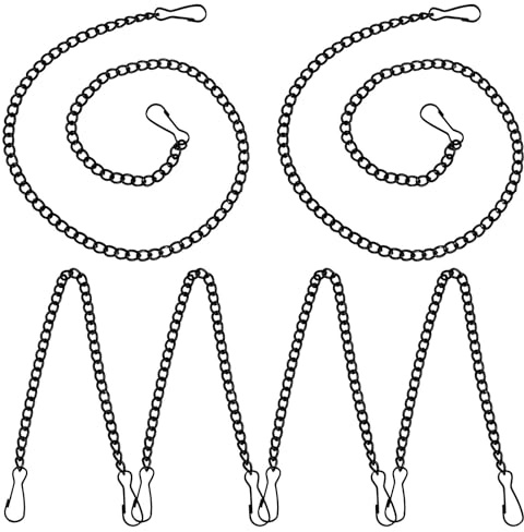 Genérico Cadena de Hierro Negra en Variedad de Ocasiones para Decoración 6 Piezas con Ganchos para Colgar Posters y Fotos , Cadenas Colgantes Duraderas y Fáciles de Remover