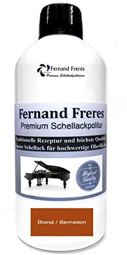 Schellackpolitur 250ml. Fernand Freres Klavierlack SCHWARZ - TRANSPARENT - BERNSTEIN - BLOND Hochglanz Politur Schellack gebrauchsfertig Schelllack (Bernstein (Blond))
