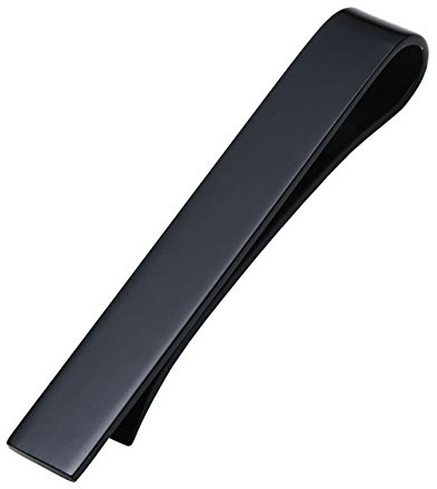 PiercingJ 1x Herren Dünn Skinny Krawattennadel Krawattenklammer Set Business Hochzeit Tie Clip Set für Schmale Krawatte aus Edelstahl, silber/gold/schwarz (schwarz, 54 * 8mm)