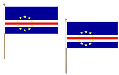 AZ FLAG Cape Verde Flag 12'' x 18'' wood stick - Cape Verdean flags 30 x 45 cm - Banner 12x18 in with pole