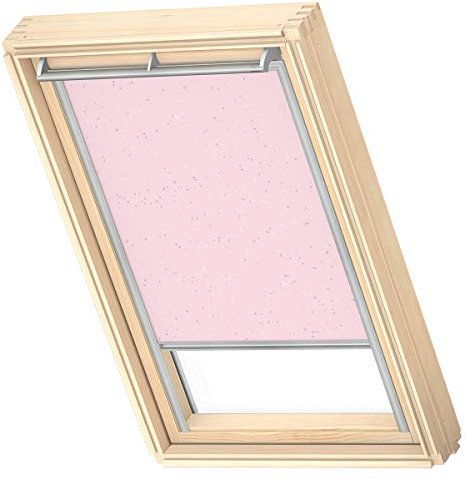 VELUX Original Dachfenster Verdunkelungsrollo für MK08, Rosa Sterne, mit Grauer Führungsschiene