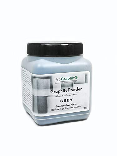 ProGraphite Künstlergraphit I 125g I grau I Naturgraphit I Künstler Pulver I Naturgrafit zum Zeichnen Schattieren usw. I Graphitpulver Zeichnen