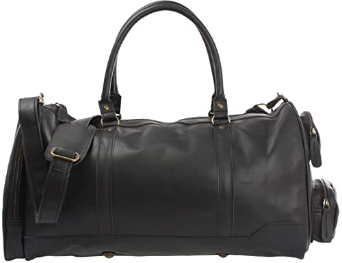 LECONI XL Reisetasche Sporttasche echtes Rindsleder Damen + Herren Weekender Handgepäck Reise Ledertasche 55x30x27cm schwarz LE2017-wax