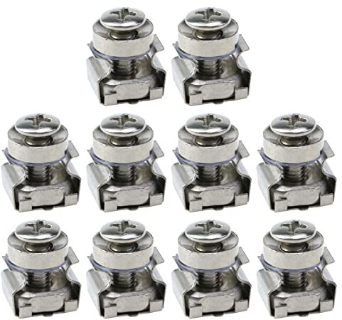 Antrader Lot de 50 vis M5/M6 + rondelle + écrou de Cage M5 x 16mm Screws + Cage Nuts Argenté