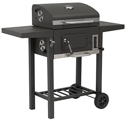 tepro Toronto Compakt, Grillwagen/Holzkohle-Grill mit Rädern, 3-fach höhenverstellbar mit Hebel, Maße ca. 108,5 x 52,0 x 95,5 cm, Anthrazit/Edelstahl