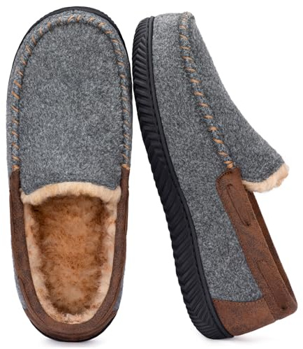 RockDove Pantofole Uomo Hearthfire in Memory Foam Moc, 45 EU, Grigio