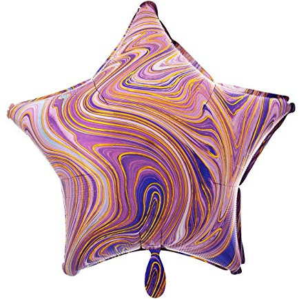Amscan 4210101 Party Anagram Marblez Purple Star Standard Folienballon 48,3 cm, mehrfarbig